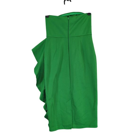 NWT ASOS Green Bandeau Keyhole Ruffle Strapless Sheath Dress, Women's 8 Prom - Picture 3 of 7